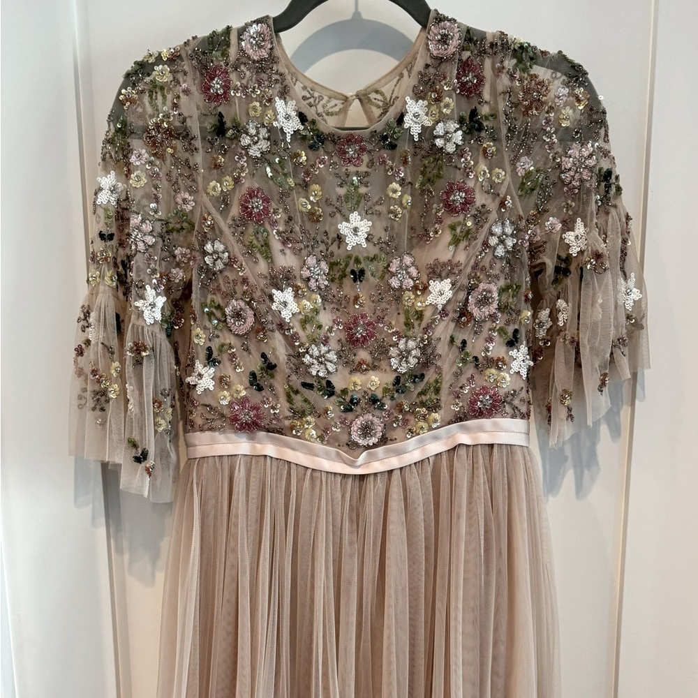 Needle & Thread Embellished Blush Tulle Dress, Sz 6